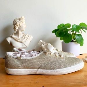 Kate Spade Glitter Sneakers Ribbon Sparkle Size 10 Ballet Princess Core Shoes